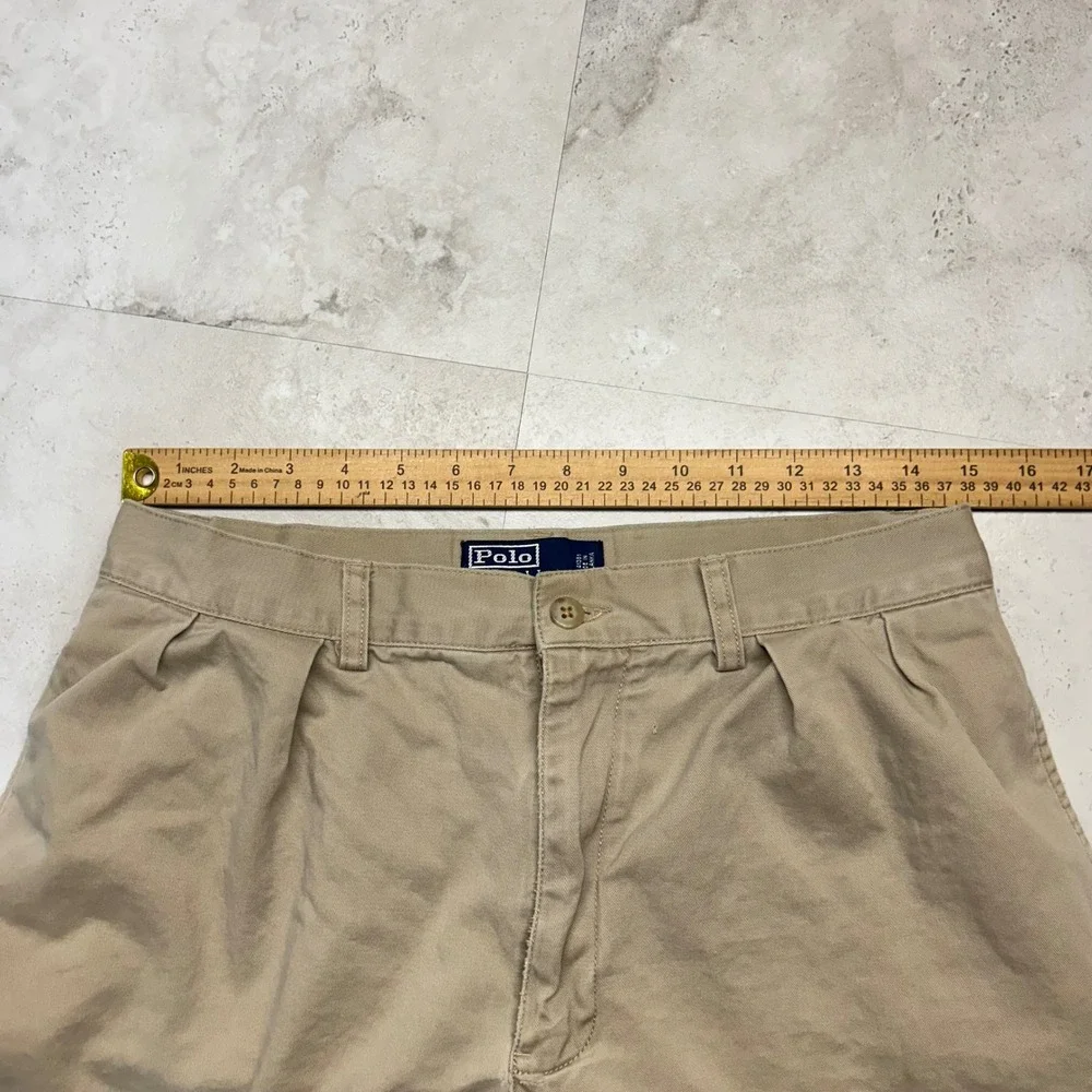 Polo Ralph Lauren Tyler Short Khaki Tan Mens 32 Pleated Cotton Chino Casual